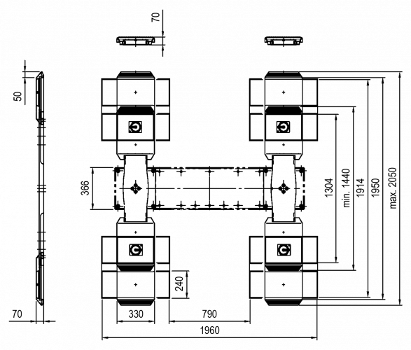 Consul 2-ram inground lifts Pick-up chassis 3.500 kg