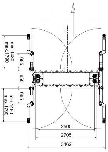 Consul 2-Stempel-Unterflur Mehrgelenk-Schwenkarmchassis 5.500 kg